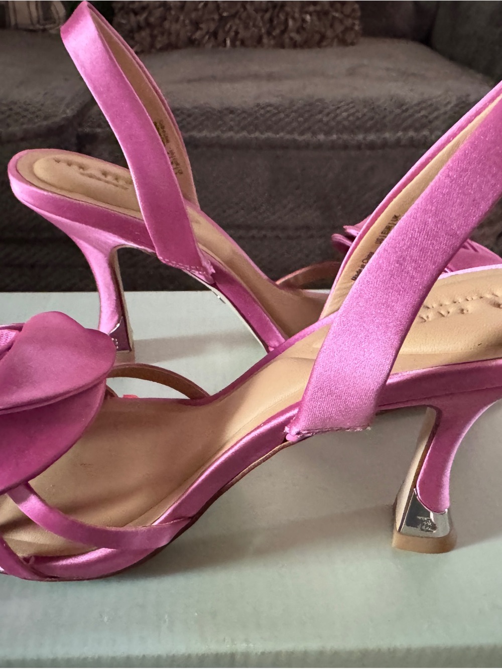 Ted Baker Pink Satin Slingback Heels with Rosette Detail - Picture 4 of 11